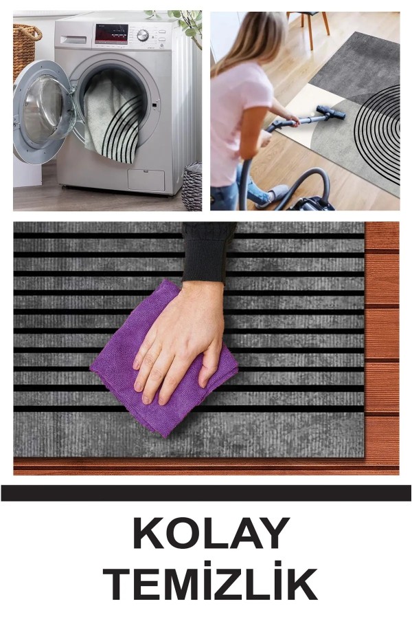 Sare Modern Kadife Desenli Pamuk Tabanlı Yıkanabilen Kaydırmaz Antibakteriyel Salon Halısı