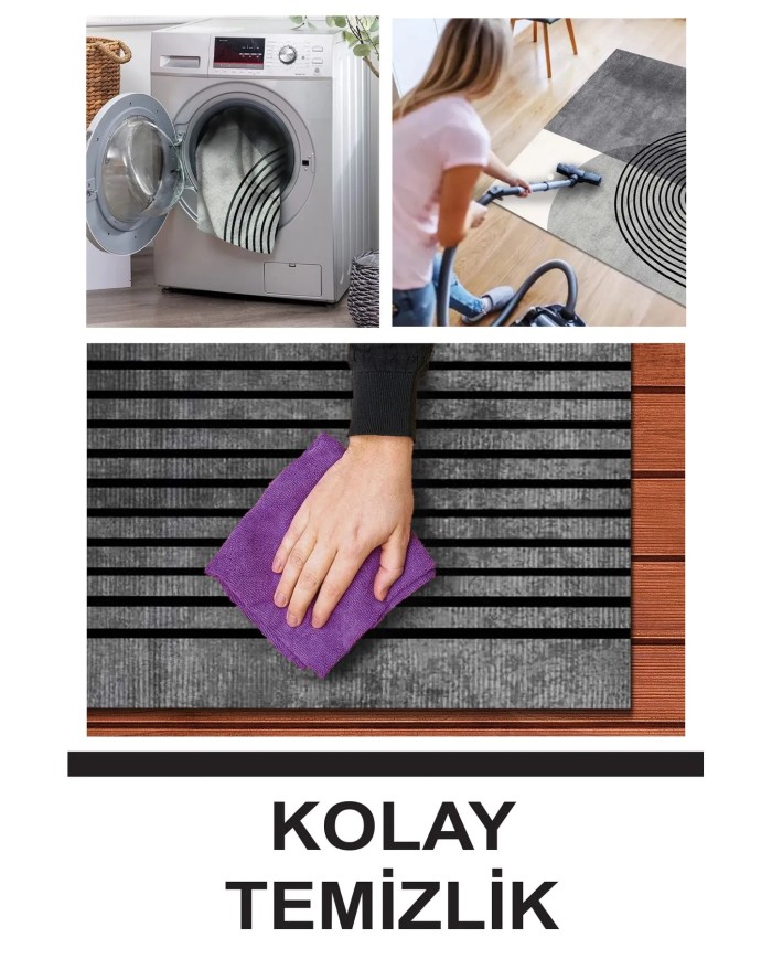 Sare Modern Kadife Desenli Pamuk Tabanlı Yıkanabilen Kaydırmaz Antibakteriyel Salon Halısı