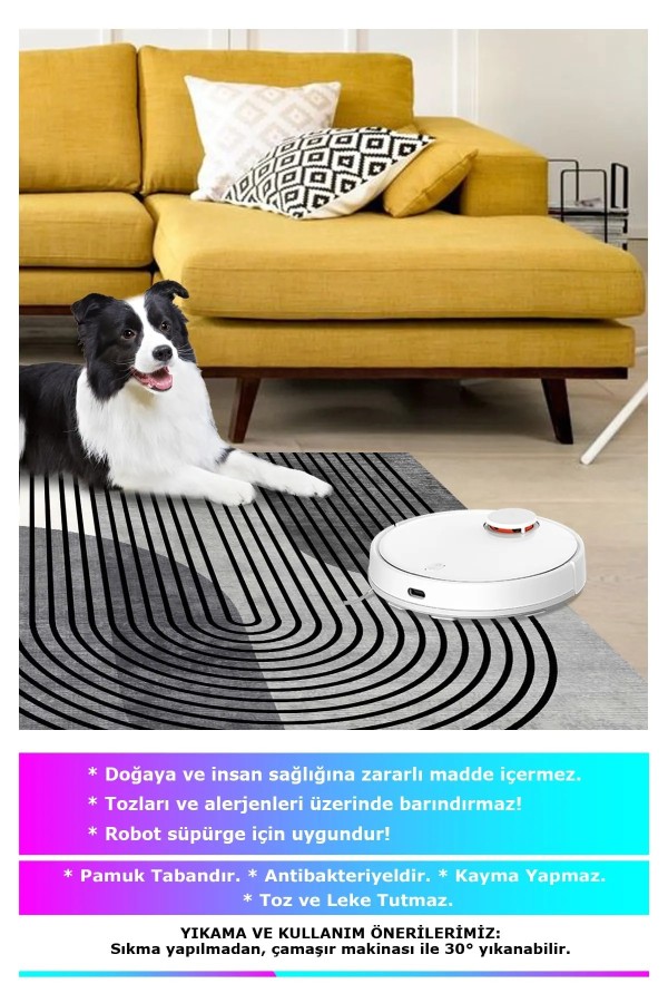 Sare Modern Kadife Desenli Pamuk Tabanlı Yıkanabilen Kaydırmaz Antibakteriyel Salon Halısı