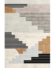 Carie Modern Kadife Desenli Pamuk Tabanlı Yıkanabilen Kaydırmaz Antibakteriyel Salon Halısı