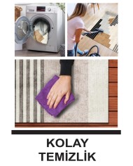 Carie Modern Kadife Desenli Pamuk Tabanlı Yıkanabilen Kaydırmaz Antibakteriyel Salon Halısı