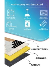 Carie Modern Kadife Desenli Pamuk Tabanlı Yıkanabilen Kaydırmaz Antibakteriyel Salon Halısı