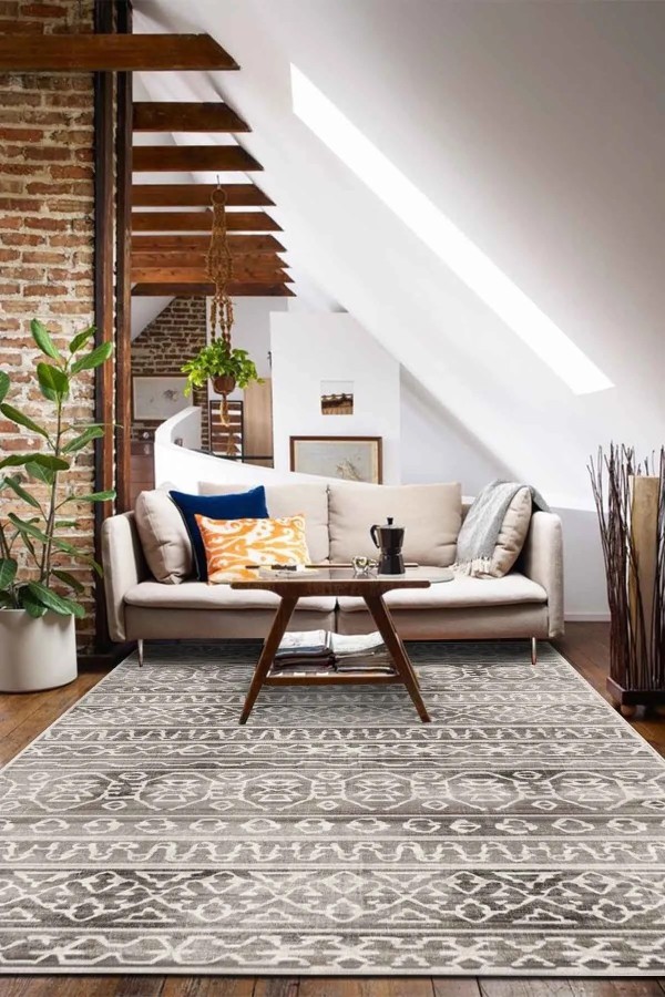 Adani Modern Kadife Desenli Pamuk Tabanlı Yıkanabilen Kaydırmaz Antibakteriyel Salon Halısı