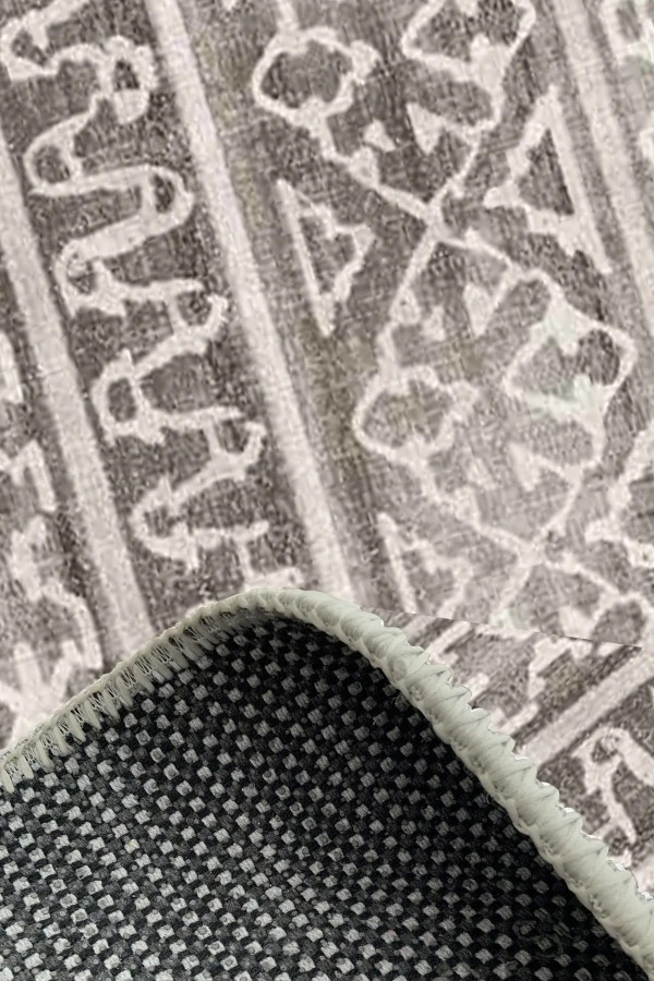 Adani Modern Kadife Desenli Pamuk Tabanlı Yıkanabilen Kaydırmaz Antibakteriyel Salon Halısı