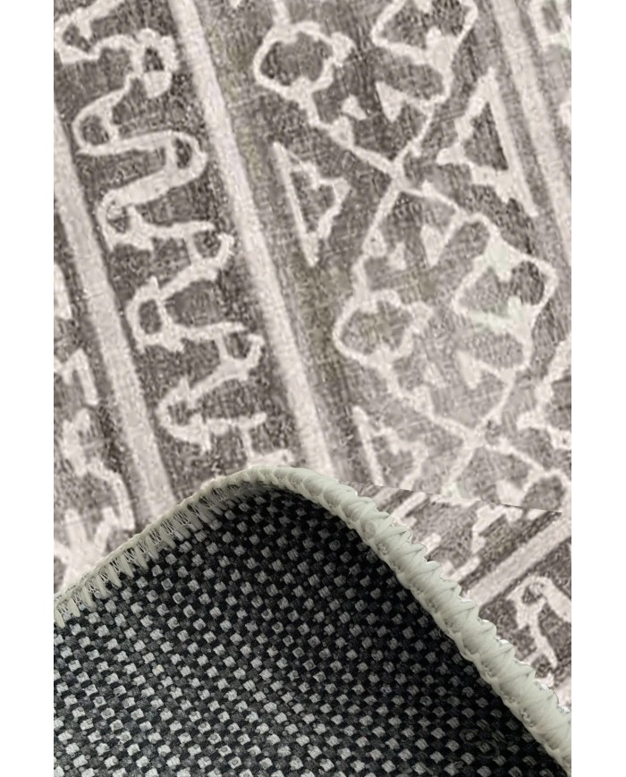 Adani Modern Kadife Desenli Pamuk Tabanlı Yıkanabilen Kaydırmaz Antibakteriyel Salon Halısı