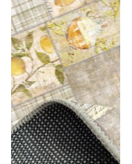 Sarahis Modern Kadife Desenli Pamuk Tabanlı Yıkanabilen Kaydırmaz Antibakteriyel Mutfak Halısı