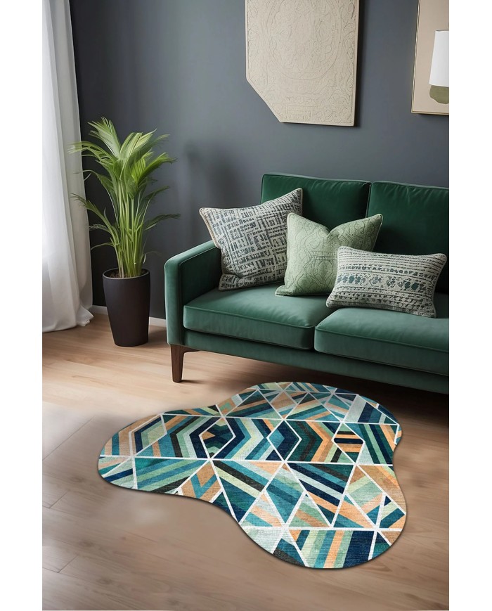 Delto Şönil Yıkanabilir Kaymaz Pamuk Tabanlı Antibakteriyel Asimetrik Halı