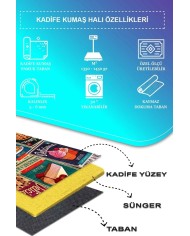 Krizan Modern Kadife Desenli Pamuk Tabanlı Yıkanabilen Kaydırmaz Antibakteriyel Mutfak Halısı