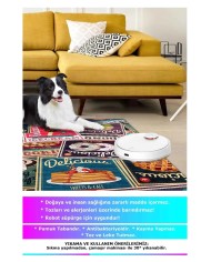 Krizan Modern Kadife Desenli Pamuk Tabanlı Yıkanabilen Kaydırmaz Antibakteriyel Mutfak Halısı