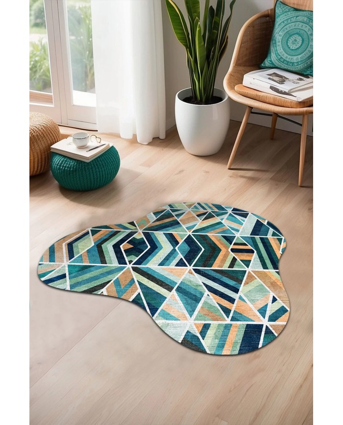 Delto Şönil Yıkanabilir Kaymaz Pamuk Tabanlı Antibakteriyel Asimetrik Halı