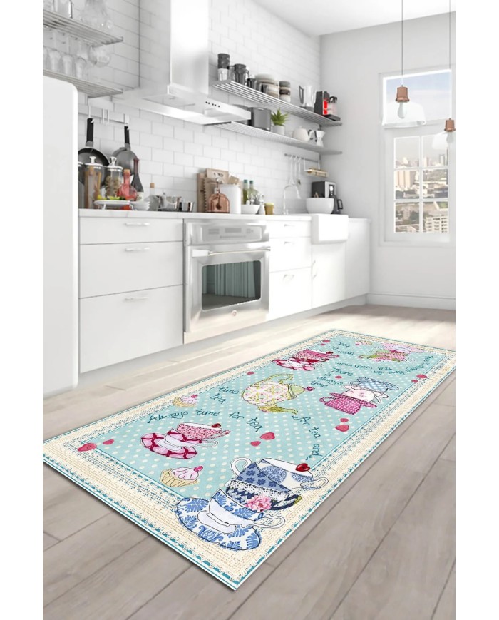 Odaly Modern Kadife Modern Pamuk Tabanlı Yıkanabilen Kaydırmaz Antibakteriyel Mutfak Halısı