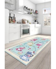 Odaly Modern Kadife Modern Pamuk Tabanlı Yıkanabilen Kaydırmaz Antibakteriyel Mutfak Halısı