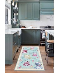 Odaly Modern Kadife Modern Pamuk Tabanlı Yıkanabilen Kaydırmaz Antibakteriyel Mutfak Halısı