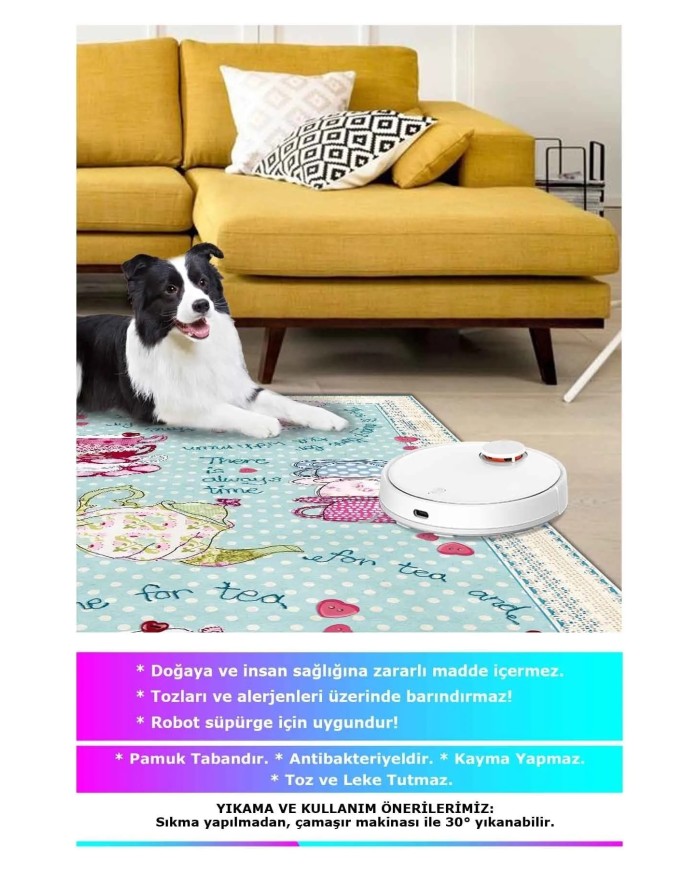 Odaly Modern Kadife Modern Pamuk Tabanlı Yıkanabilen Kaydırmaz Antibakteriyel Mutfak Halısı