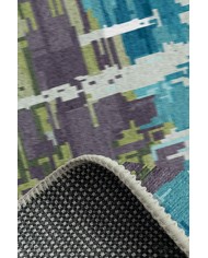 Ocımum Patchwork  Kadife  Pamuk Tabanlı Yıkanabilen Kaydırmaz Antibakteriyel Salon Halısı