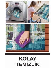 Ocımum Patchwork  Kadife  Pamuk Tabanlı Yıkanabilen Kaydırmaz Antibakteriyel Salon Halısı