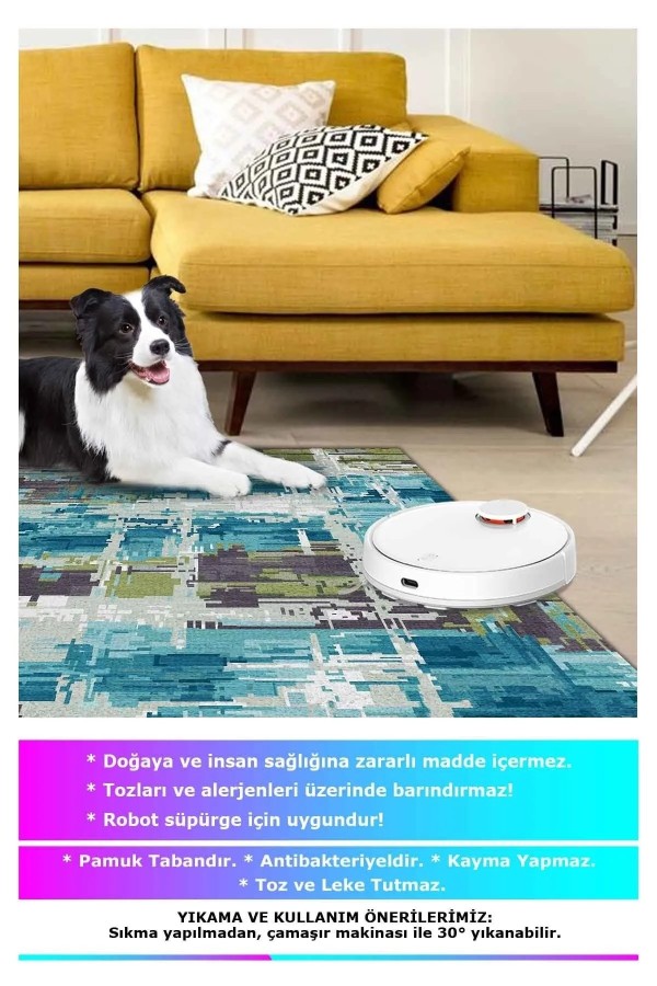 Ocımum Patchwork  Kadife  Pamuk Tabanlı Yıkanabilen Kaydırmaz Antibakteriyel Salon Halısı Ocımum Patchwork  Kadife  Pamuk Tabanlı Yıkanabilen Kaydırmaz Antibakteriyel Salon Halısı