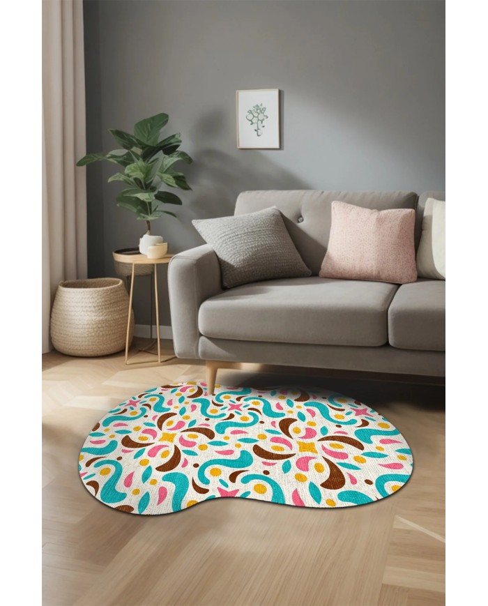 Kapre Şönil Yıkanabilir Kaymaz Pamuk Tabanlı Antibakteriyel Asimetrik Halı