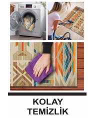 Croce Modern Kadife Desenli Pamuk Tabanlı Yıkanabilen Kaydırmaz Antibakteriyel Salon Halısı