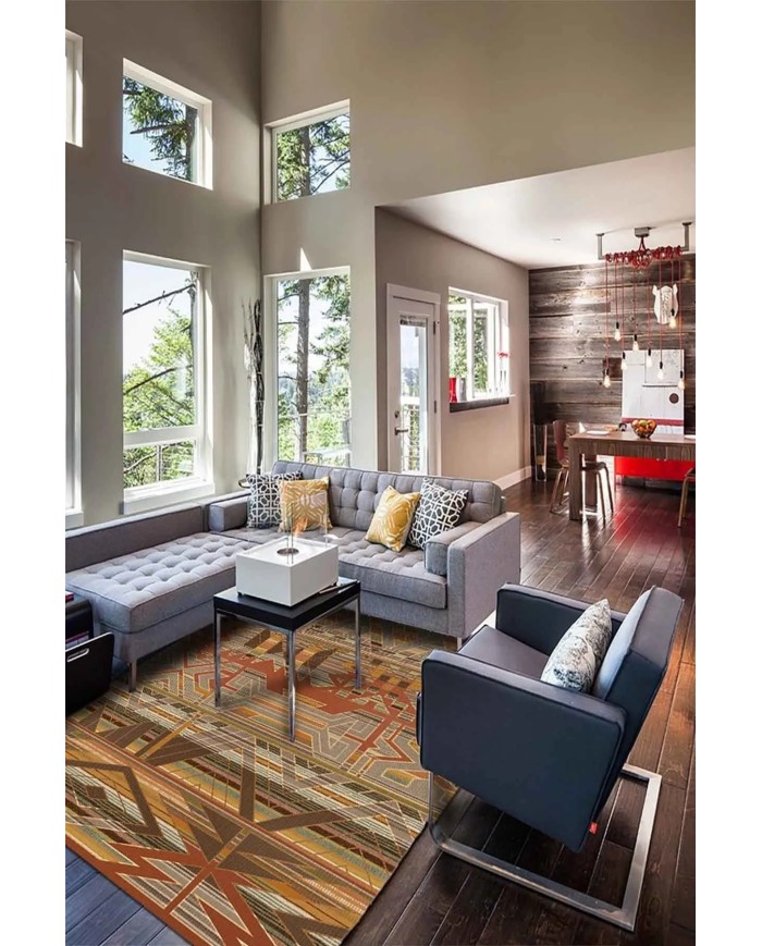 Croce Modern Kadife Desenli Pamuk Tabanlı Yıkanabilen Kaydırmaz Antibakteriyel Salon Halısı