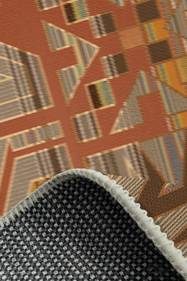 Croce Modern Kadife Desenli Pamuk Tabanlı Yıkanabilen Kaydırmaz Antibakteriyel Salon Halısı