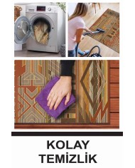 Croce Modern Kadife Desenli Pamuk Tabanlı Yıkanabilen Kaydırmaz Antibakteriyel Salon Halısı