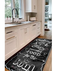 Gerards Modern Kadife Modern Pamuk Tabanlı Yıkanabilen Kaydırmaz Antibakteriyel Mutfak Halısı