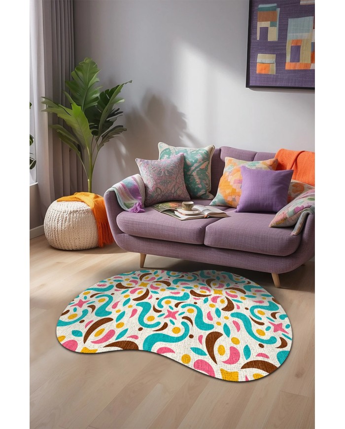 Kapre Şönil Yıkanabilir Kaymaz Pamuk Tabanlı Antibakteriyel Asimetrik Halı