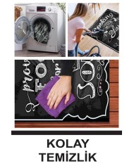 Gerards Modern Kadife Modern Pamuk Tabanlı Yıkanabilen Kaydırmaz Antibakteriyel Mutfak Halısı