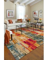 Ocımum Modern Kadife Patchwork Desenli Pamuk Tabanlı Yıkanabilen Kaydırmaz Antibakteriyel Salon Halısı