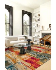 Ocımum Modern Kadife Patchwork Desenli Pamuk Tabanlı Yıkanabilen Kaydırmaz Antibakteriyel Salon Halısı