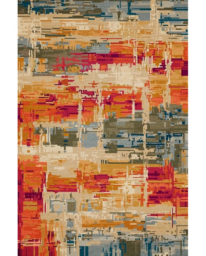 Ocımum Modern Kadife Patchwork Desenli Pamuk Tabanlı Yıkanabilen Kaydırmaz Antibakteriyel Salon Halısı