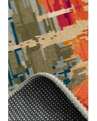 Ocımum Modern Kadife Patchwork Desenli Pamuk Tabanlı Yıkanabilen Kaydırmaz Antibakteriyel Salon Halısı