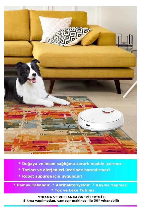 Ocımum Modern Kadife Patchwork Desenli Pamuk Tabanlı Yıkanabilen Kaydırmaz Antibakteriyel Salon Halısı Ocımum Modern Kadife Patchwork Desenli Pamuk Tabanlı Yıkanabilen Kaydırmaz Antibakteriyel Salon Halısı