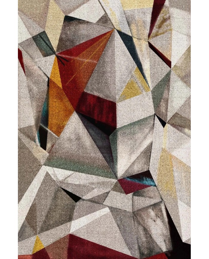 Boug Modern Kadife Geometrik Desenli Pamuk Tabanlı Yıkanabilen Kaydırmaz Antibakteriyel Salon Halısı