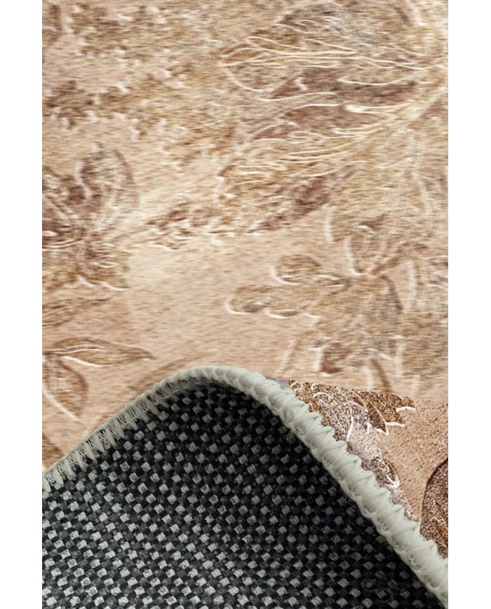 Hana Modern Kadife Eko Desenli Pamuk Tabanlı Yıkanabilen Kaydırmaz Antibakteriyel Salon Halısı