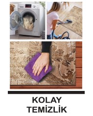 Hana Modern Kadife Eko Desenli Pamuk Tabanlı Yıkanabilen Kaydırmaz Antibakteriyel Salon Halısı