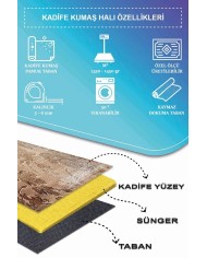 Hana Modern Kadife Eko Desenli Pamuk Tabanlı Yıkanabilen Kaydırmaz Antibakteriyel Salon Halısı