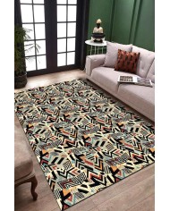 Endrın Modern Kadife Desenli Pamuk Tabanlı Yıkanabilen Kaydırmaz Antibakteriyel Salon Halısı