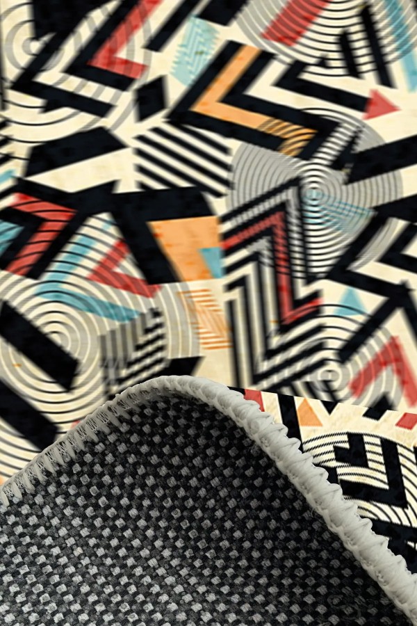 Endrın Modern Kadife Desenli Pamuk Tabanlı Yıkanabilen Kaydırmaz Antibakteriyel Salon Halısı