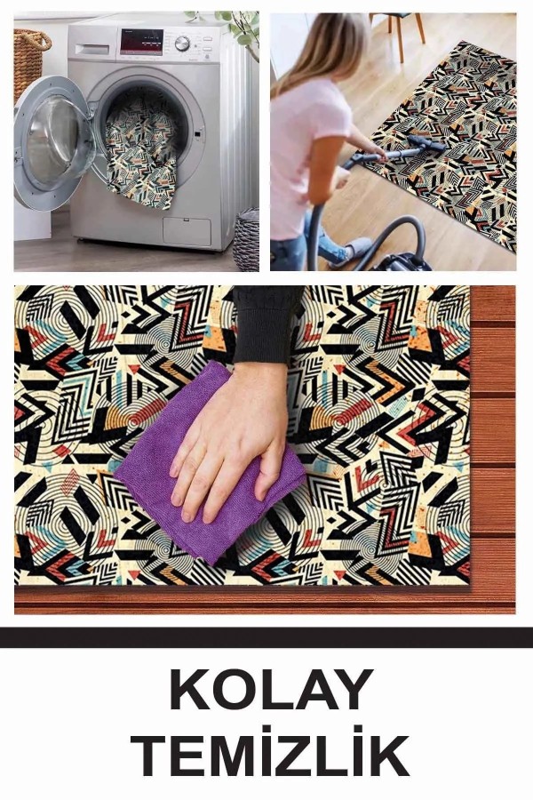 Endrın Modern Kadife Desenli Pamuk Tabanlı Yıkanabilen Kaydırmaz Antibakteriyel Salon Halısı