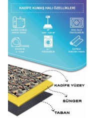 Endrın Modern Kadife Desenli Pamuk Tabanlı Yıkanabilen Kaydırmaz Antibakteriyel Salon Halısı