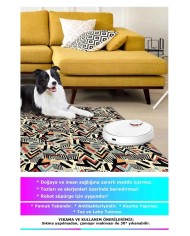 Endrın Modern Kadife Desenli Pamuk Tabanlı Yıkanabilen Kaydırmaz Antibakteriyel Salon Halısı