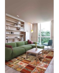 Carnosa Patchwork Desenli Kadife Pamukyıkanabilen Kaydırmaz Antibakteriyel Salon Halısı