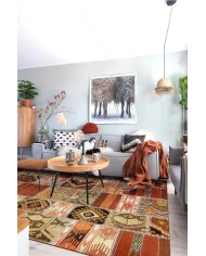 Carnosa Patchwork Desenli Kadife Pamukyıkanabilen Kaydırmaz Antibakteriyel Salon Halısı