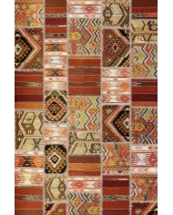 Carnosa Patchwork Desenli Kadife Pamukyıkanabilen Kaydırmaz Antibakteriyel Salon Halısı