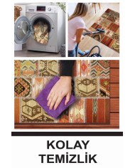 Carnosa Patchwork Desenli Kadife Pamukyıkanabilen Kaydırmaz Antibakteriyel Salon Halısı