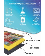 Bitsy Patchwork Kadife Modern Pamuk Tabanlı Yıkanabilen Kaydırmaz Antibakteriyel Salon Halısı