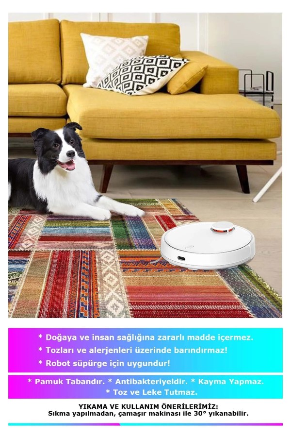 Bitsy Patchwork Kadife Modern Pamuk Tabanlı Yıkanabilen Kaydırmaz Antibakteriyel Salon Halısı Bitsy Patchwork Kadife Modern Pamuk Tabanlı Yıkanabilen Kaydırmaz Antibakteriyel Salon Halısı