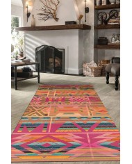 Cros Modern Desenli Kadife Pamuk Tabanlı Yıkanabilen Kaydırmaz Antibakteriyel Salon Halısı